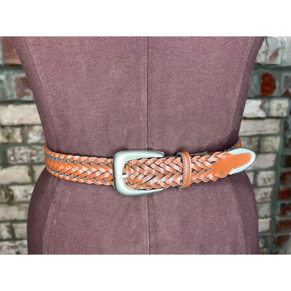 Split vegan leather belt brown silver